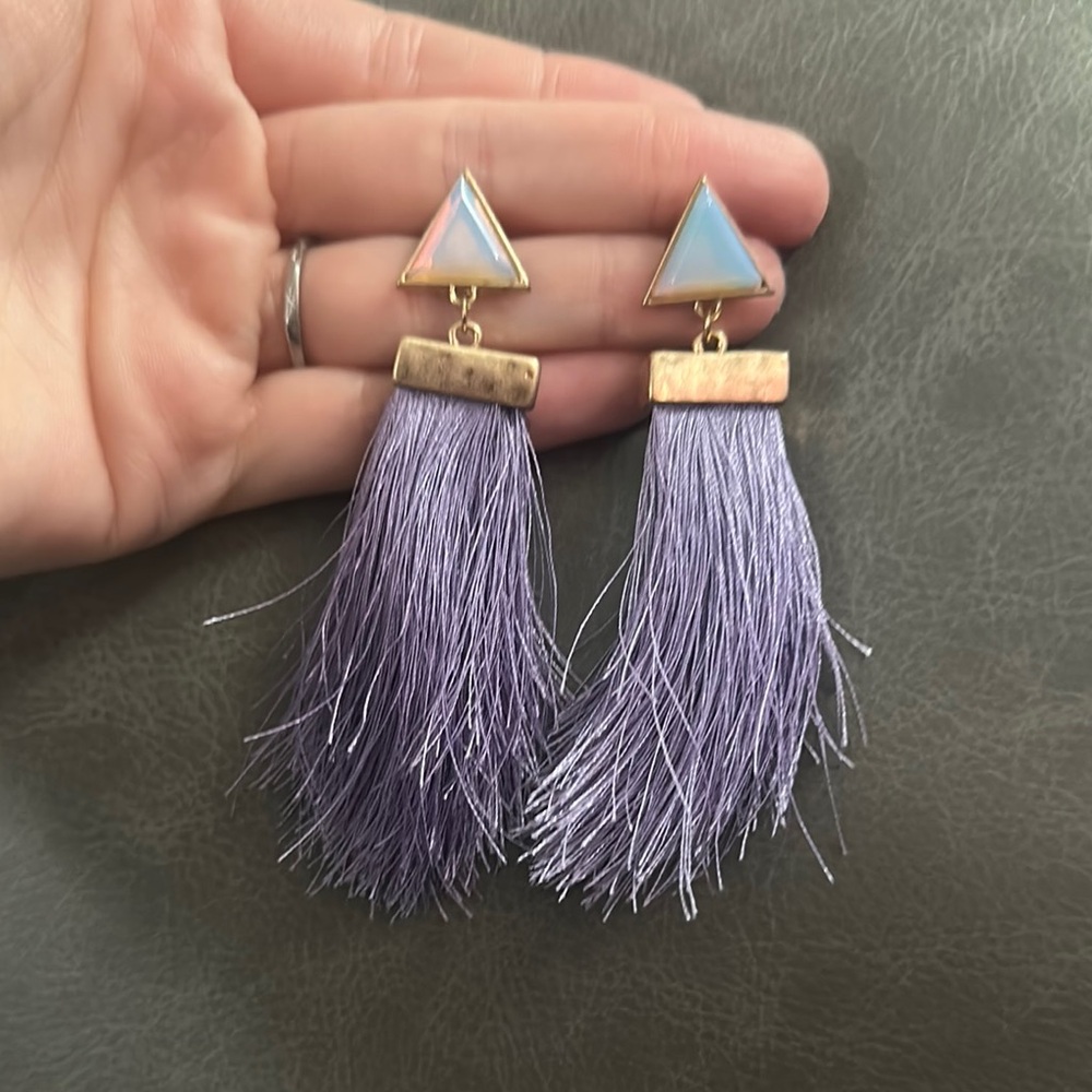Elegant Purple Tassel Earrings